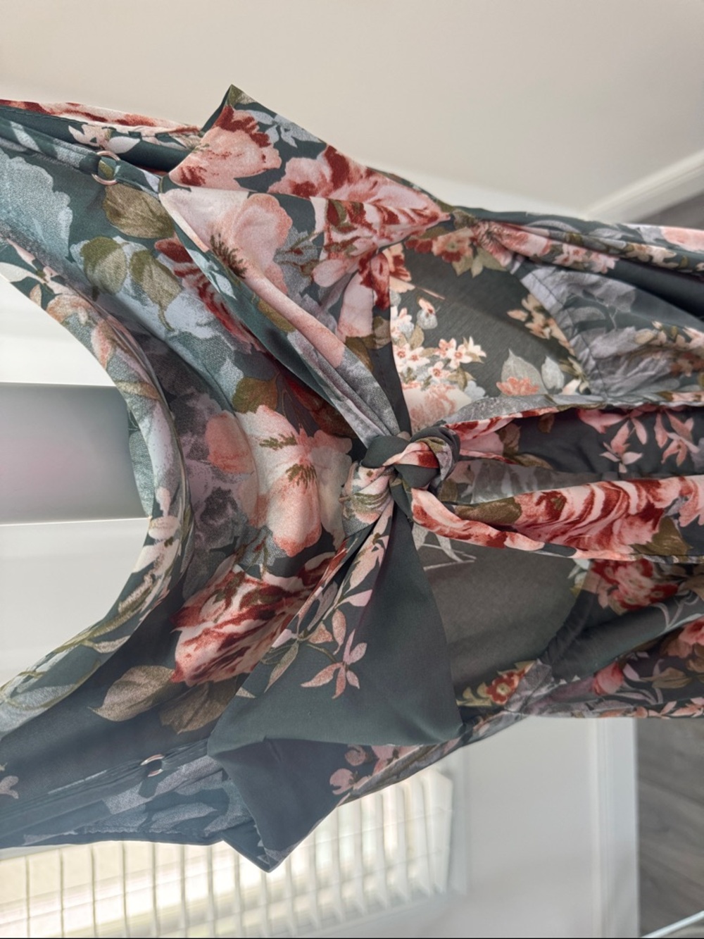 Hello Molly Mariposa Sage Green Floral Cowl Midi Dress - Picture 3 of 6